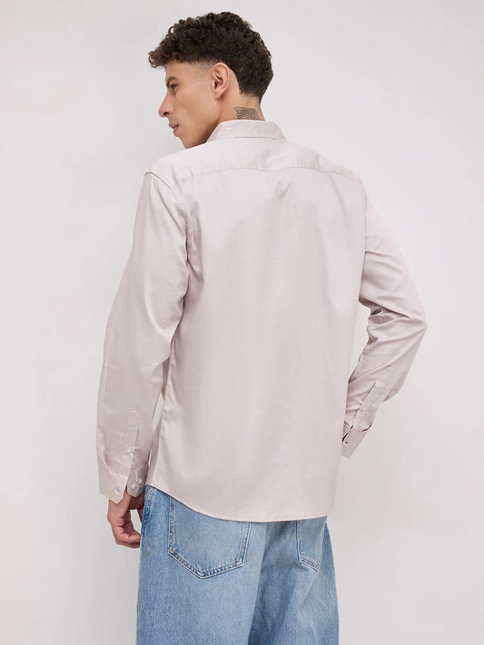 Grey Neutral Edit Satin Button Down Collar Shirt