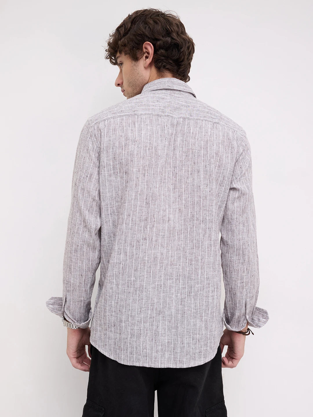 Ash Grey Melange Textured Shirt
