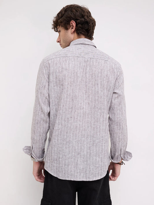 Ash Grey Melange Textured Shirt
