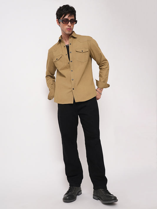 Khaki Double Flap Pocket Overshirt