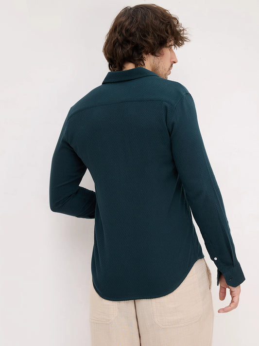 Deep Sacramento Green Lozenge Textured Shirt