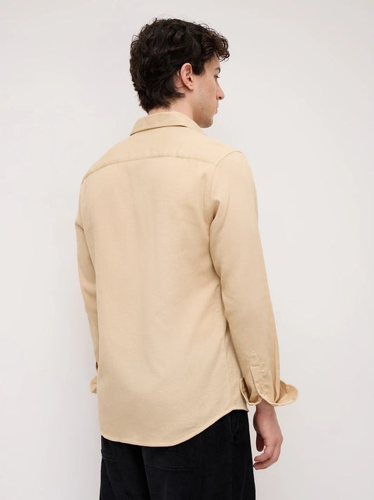 Sand Beige Honeycomb Textured Shirt
