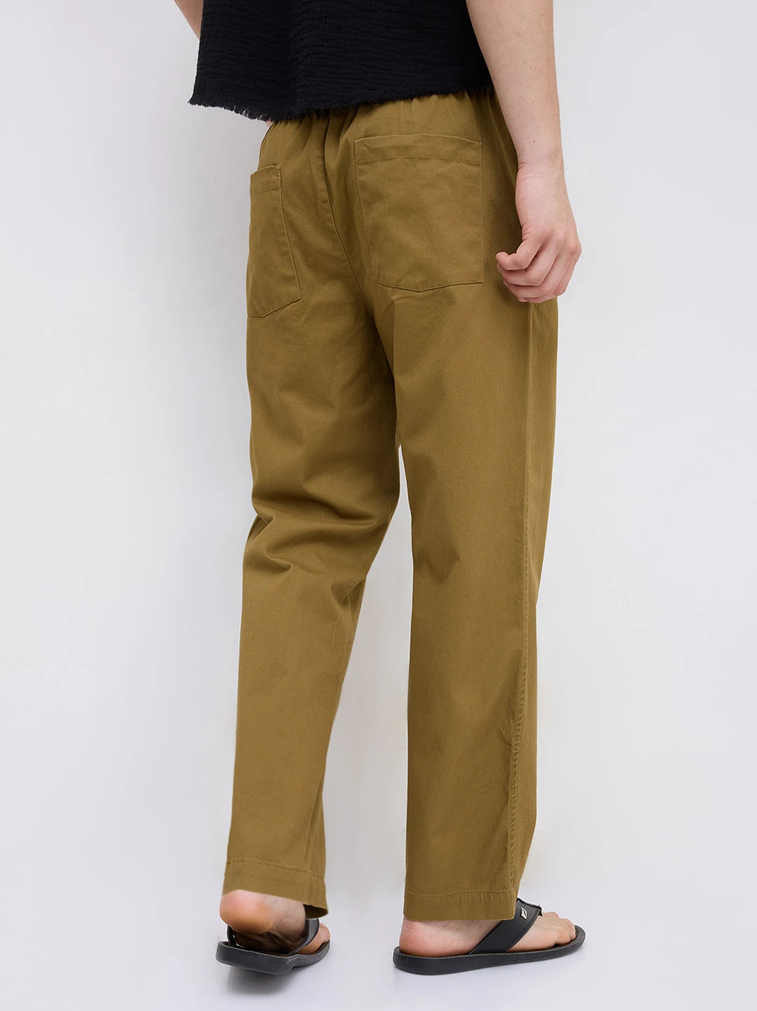 Solid Copper Brown Tapered Trousers