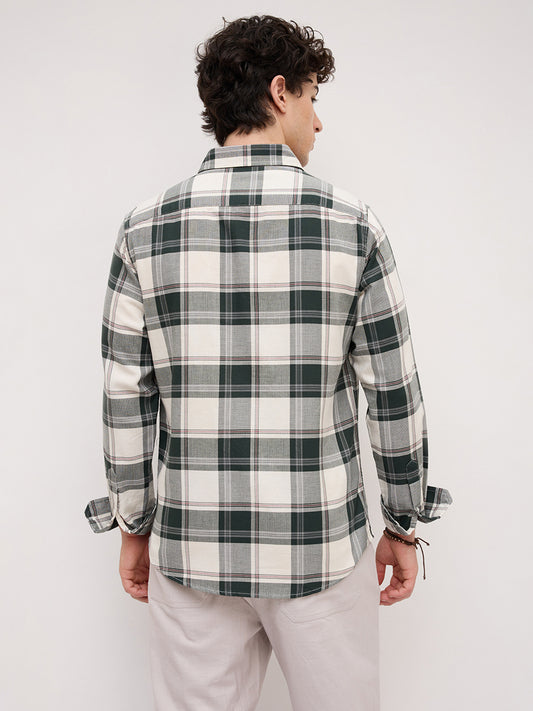 Ivory Forest Plaid Checks Shirt