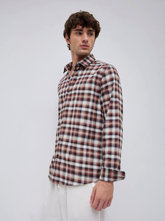 Brown & Ivory Shadow Checks Shirt