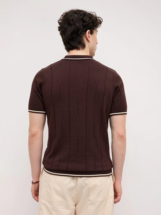 Espresso Ribline Polo Flat Knit T-Shirt
