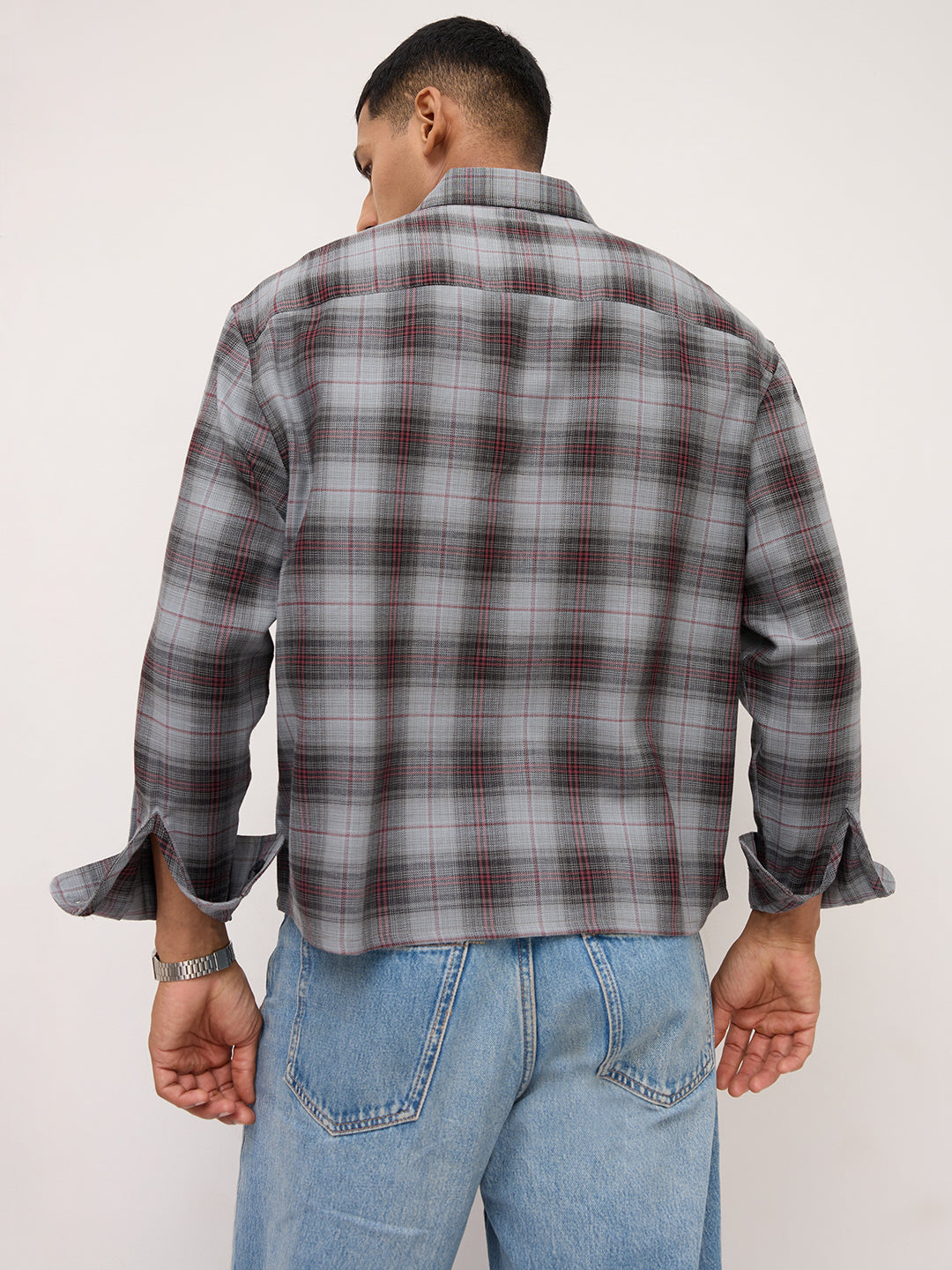 Ashwood Prince Checks Boxy Fit Crop Shirt