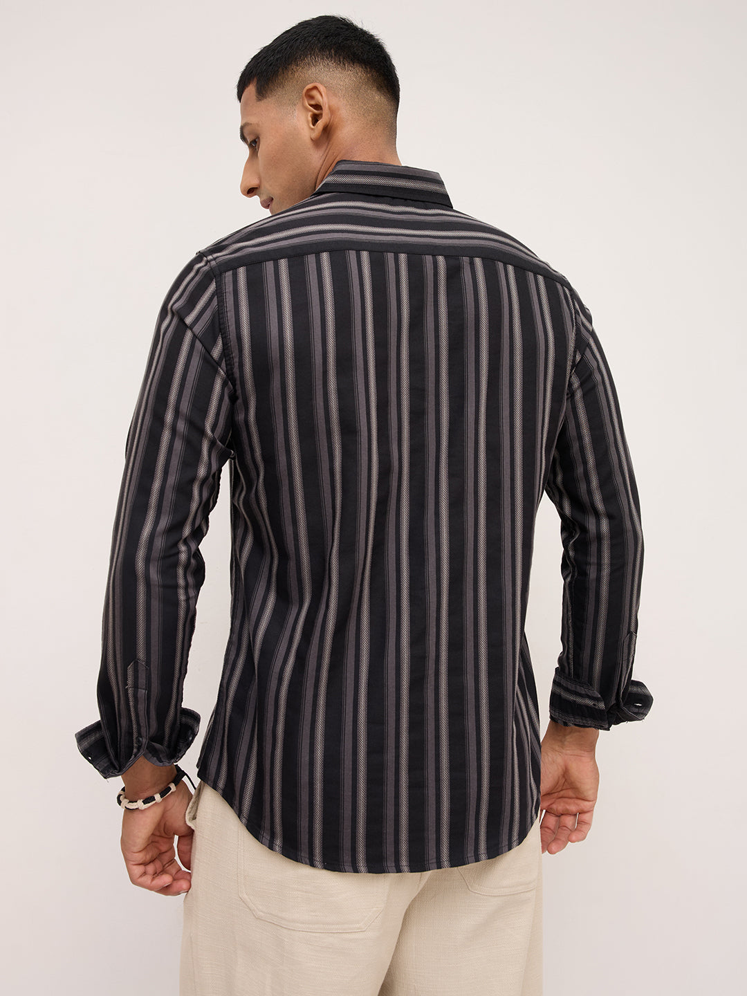 Black & Grey Broad Striped Shirt