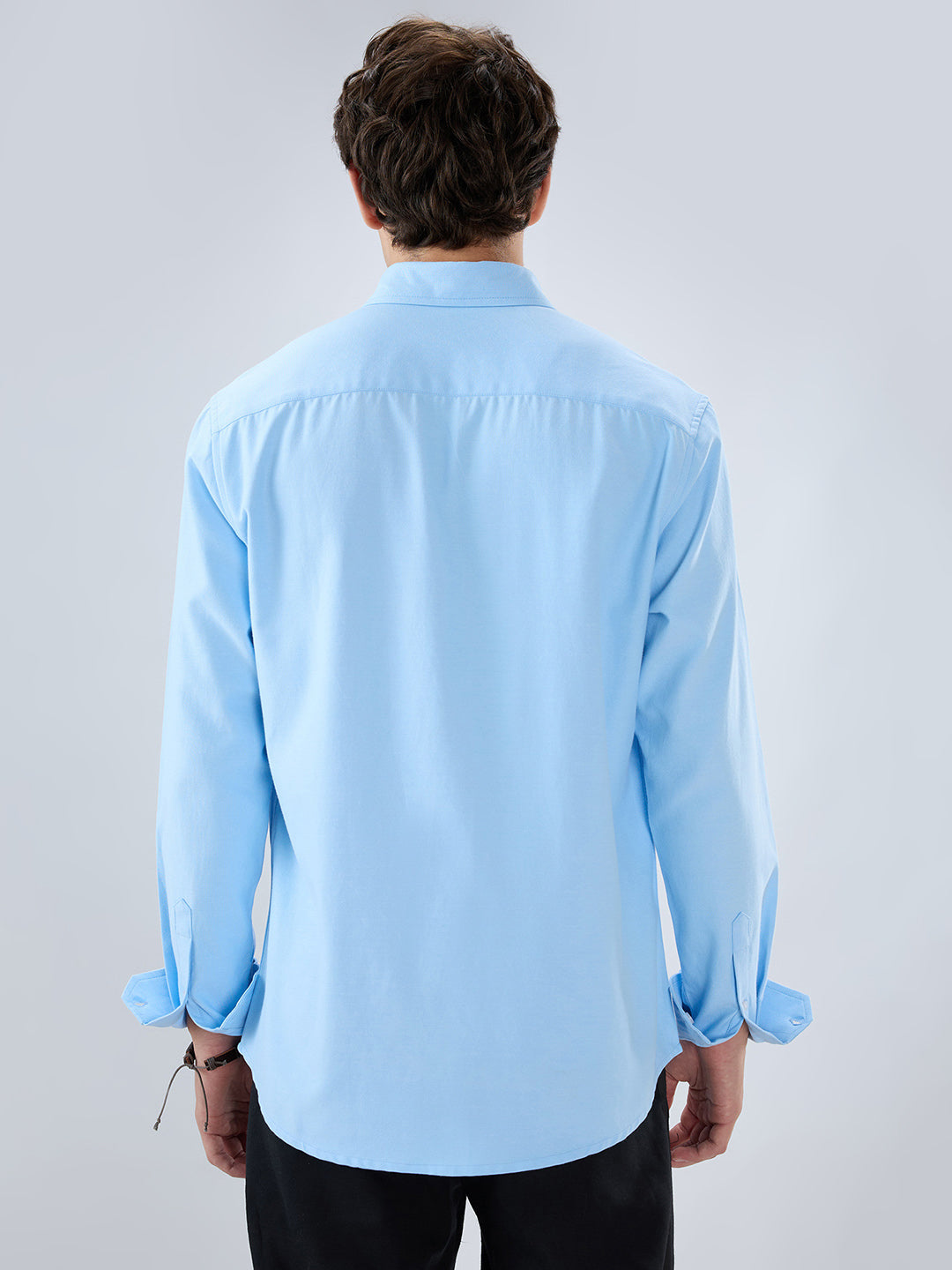 Solid Sky Blue Smooth Finish Oxford Shirt