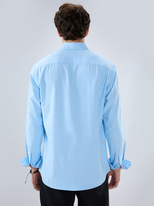 Solid Sky Blue Smooth Finish Oxford Shirt