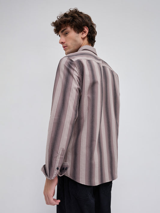 Smoky Brown Artisan Shadow Striped Shirt
