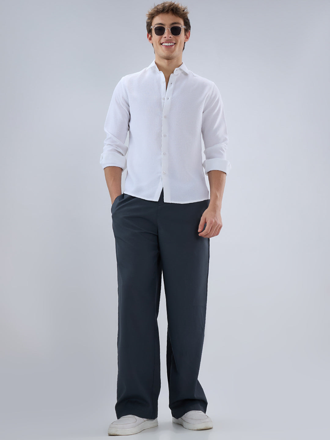 Classic White Slub Weave Shirt