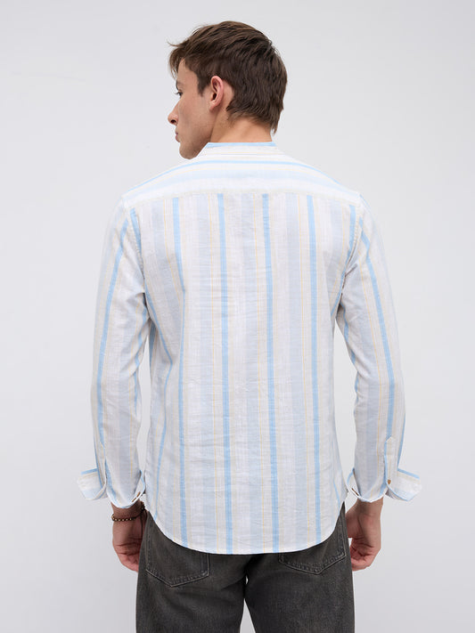 Blue Haze & Grey Vertical Stripe Kurta