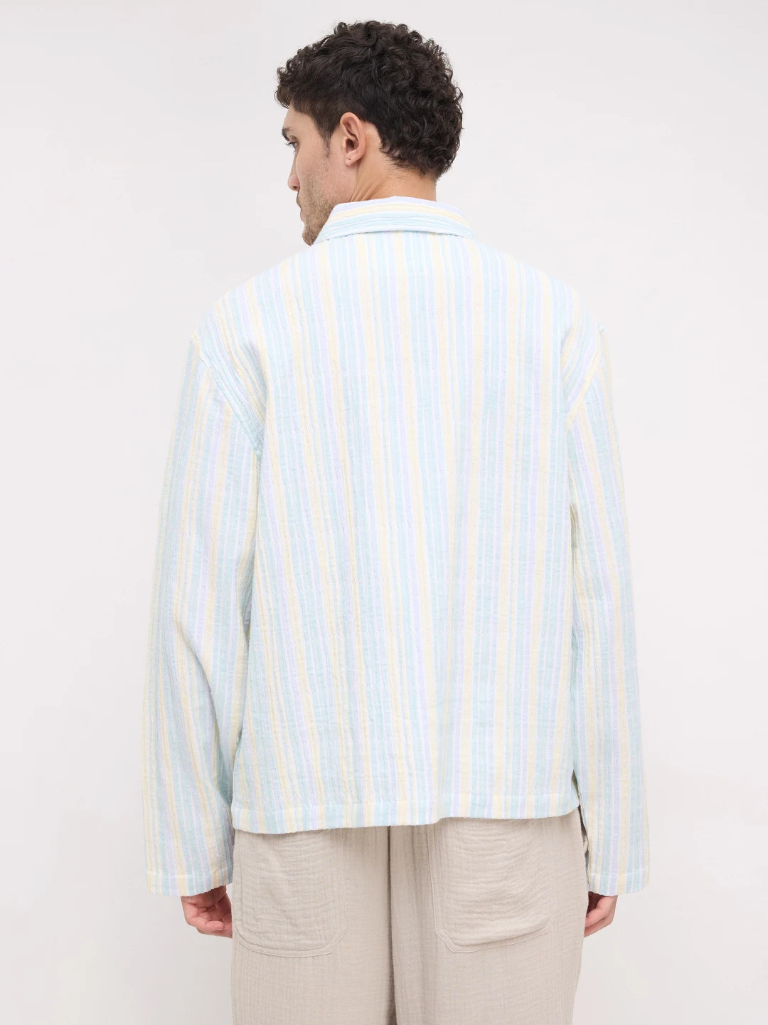 Fresh Pastel Breeze Weekend Escape Cuffless Oversized Shirt