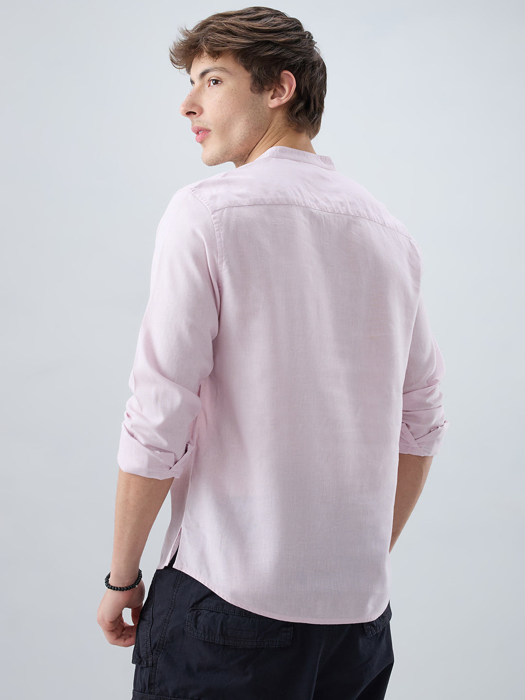 Premium Baby Pink Slub Textured Linen Blend Kurta