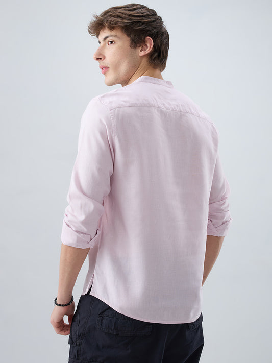 Premium Baby Pink Slub Textured Linen Blend Kurta