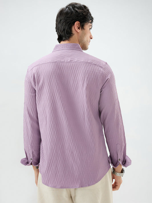 Elegant Purpureus Crinkled Jacquard Shirt