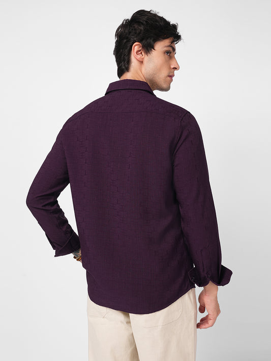 Elegant Wine Slub Textured Shirt