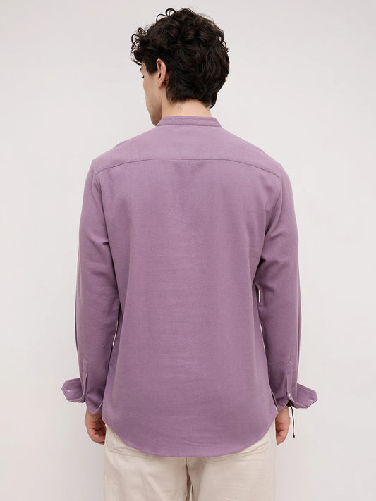 Rich Purple Fine Geometrical Weave Textured Kurta