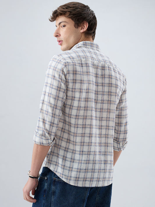 Coastal Beige & White Box Checks Shirt