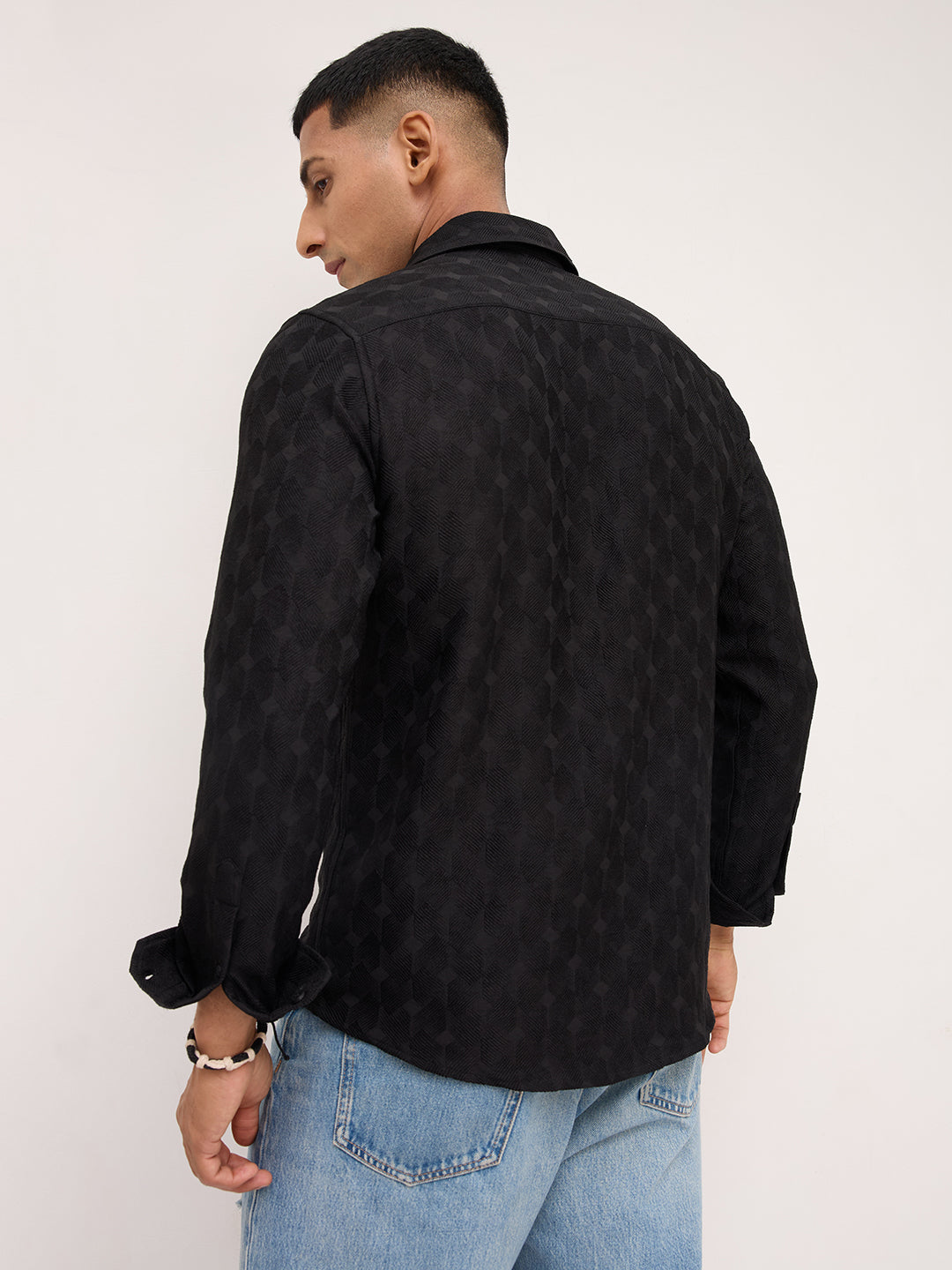 Classic Black Contour Weave Shirt