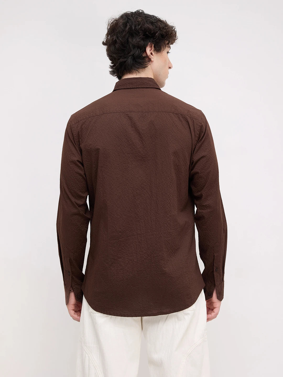 Brown Fine Horizontal Textured Shirt