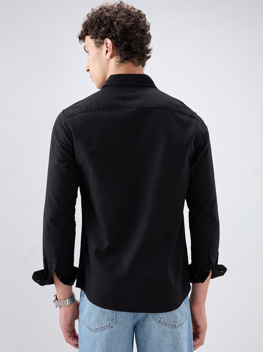 Jade Black Textured Knit Shirt