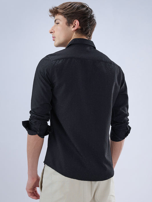 Imperial Jade Black Textured Shirt
