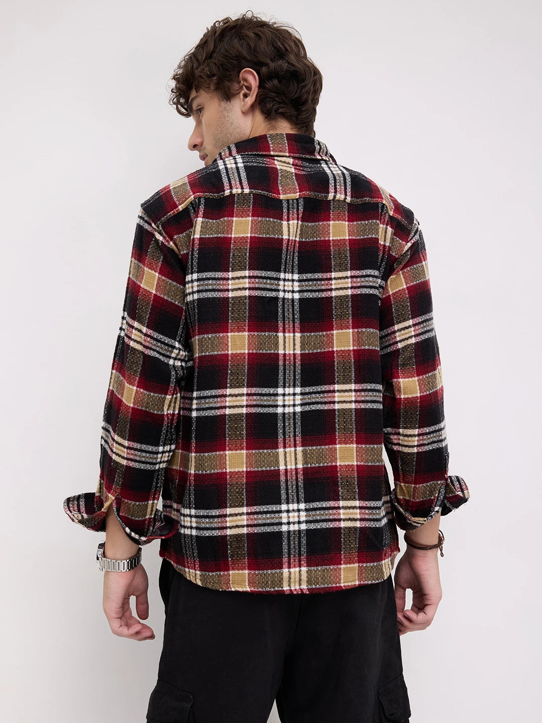 Old-School Red Charm Checks Twin Pocket Flannel Shirt