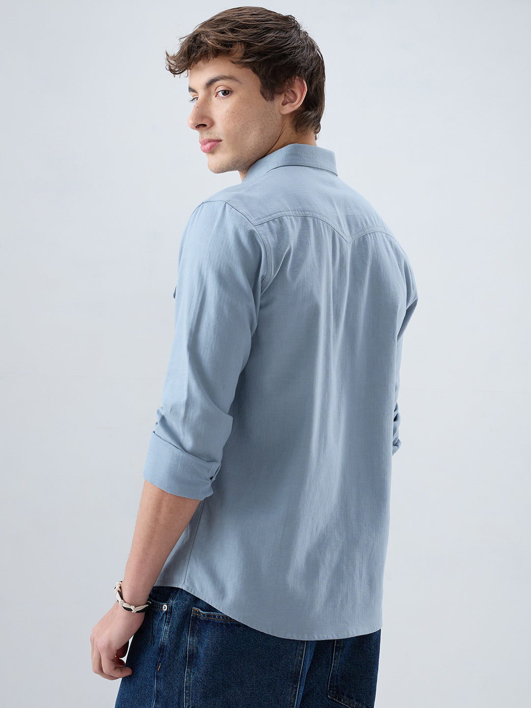 Classic Dusty Blue Double Pocket Overshirt