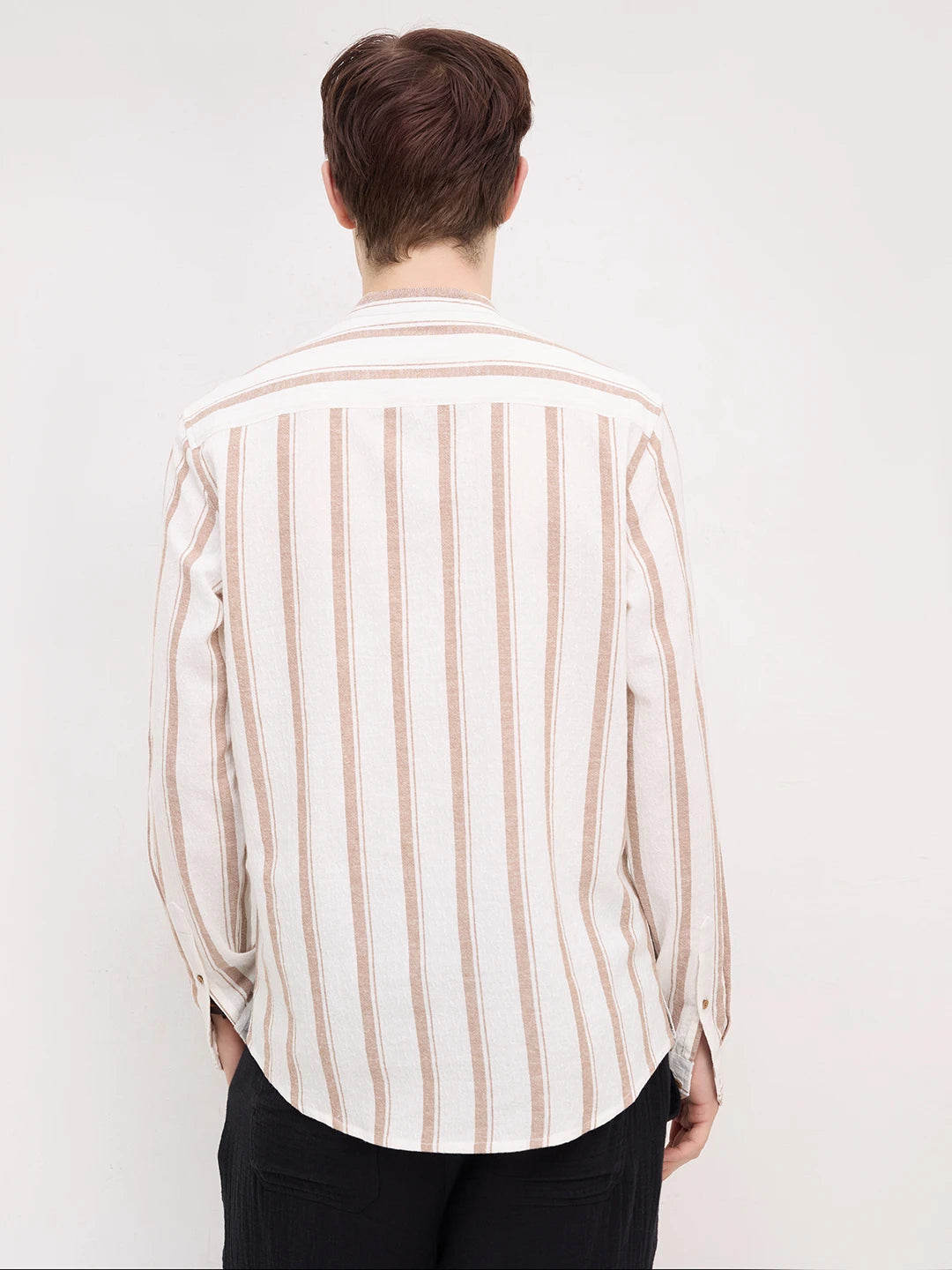 White & Brown Striped Kurta