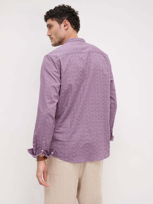 Royal Chinese Voilet Striped Loom Kurta