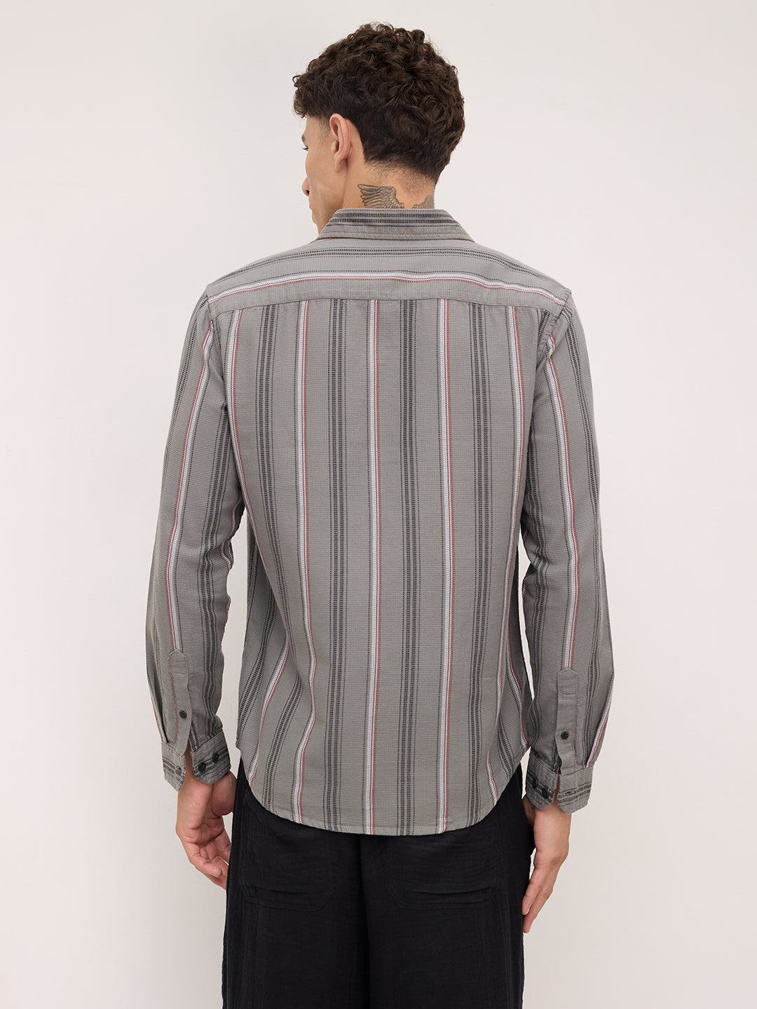 Cityscape Grey and Red Stripe Shirt