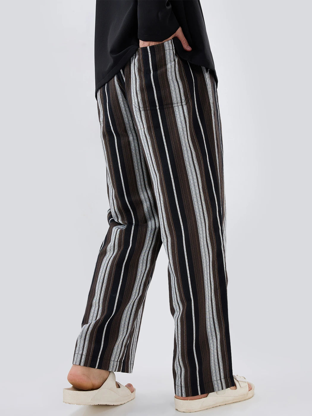 Classic Retro Contrast Striped Straight Fit Trousers