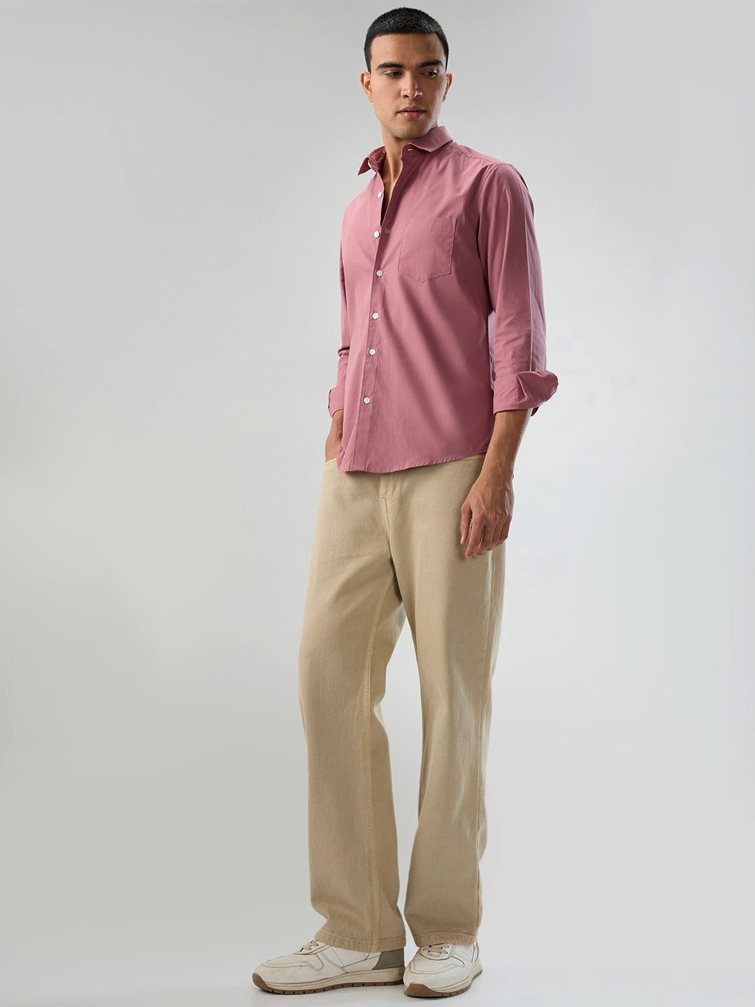 Plush Rouge Pink Peach Finish Poplin Shirt