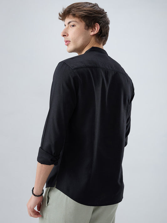 Premium Black Linen Blend Kurta