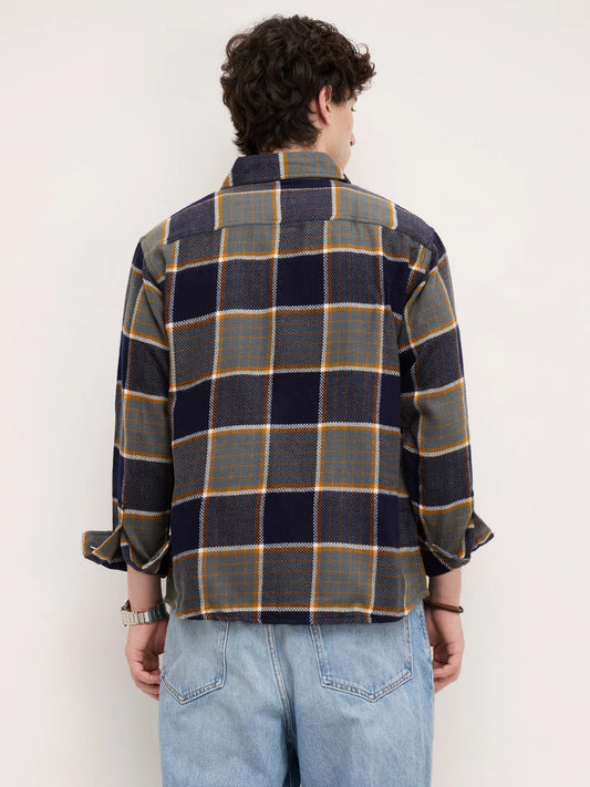 Elevated Multicolor Checks Double Pocket Boxy Fit Flannel Crop Shirt