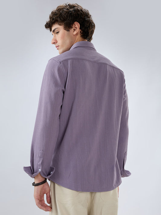 Heather Purple Matrix Weave Knitted Shirt