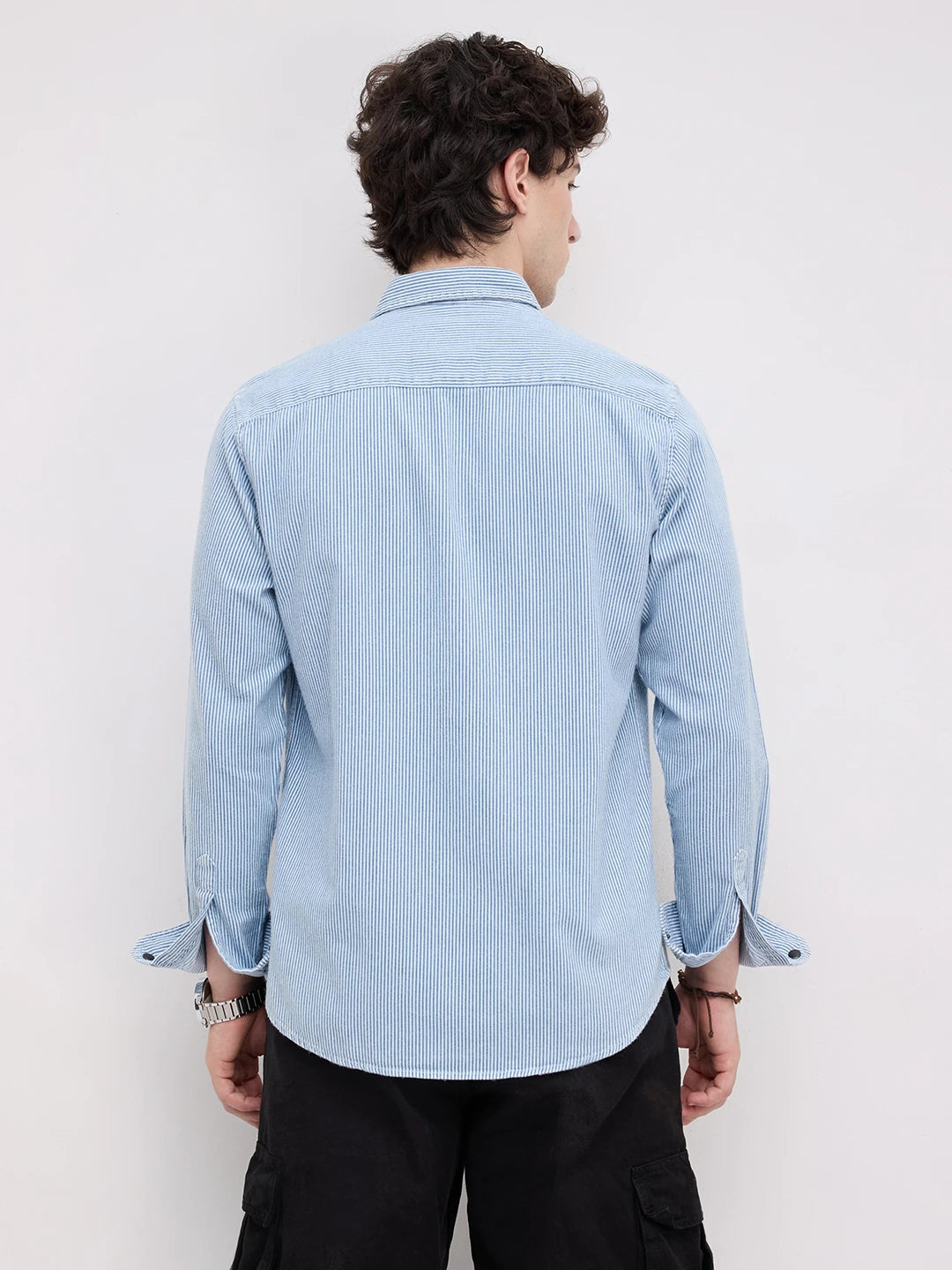 Denim Blue Pencil Stripe Shirt