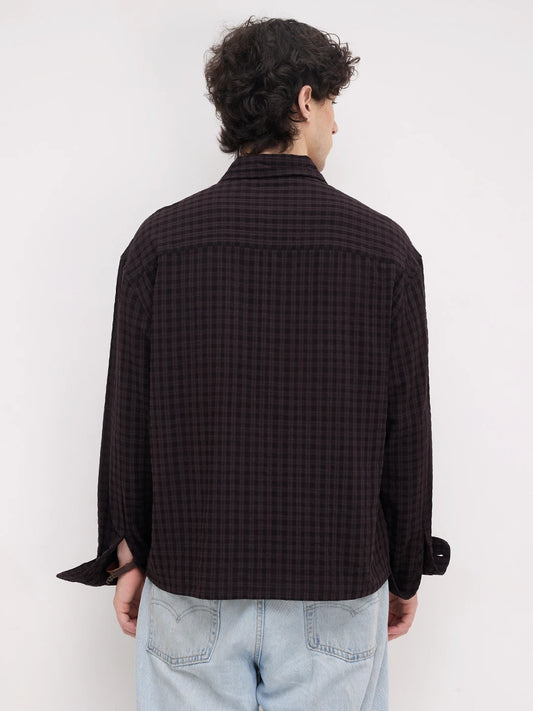 Rick Black Plaid Checks Boxy Fit Crop Shirt
