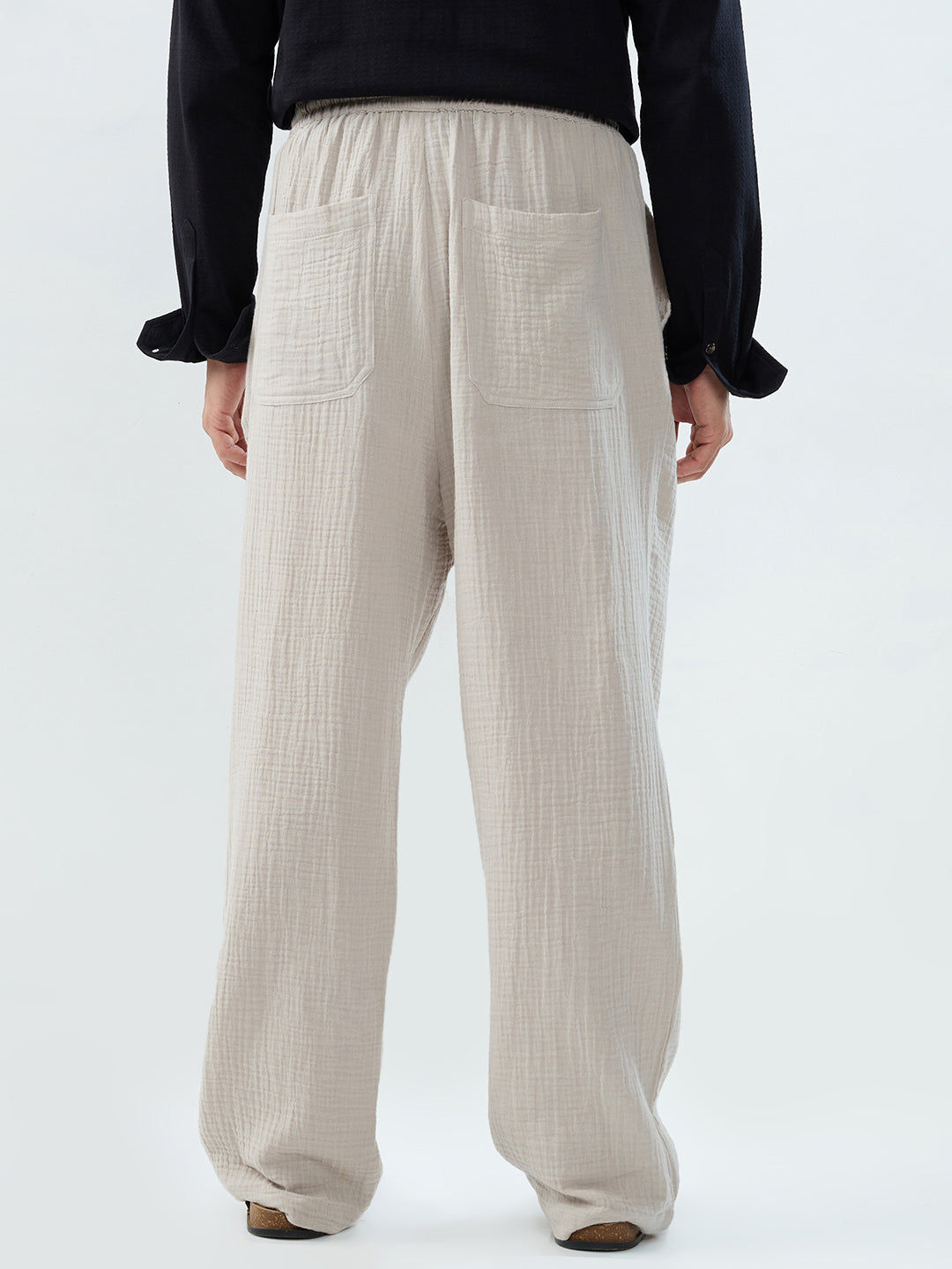 Cloud Grey Double Cloth Straight-Fit Trousers