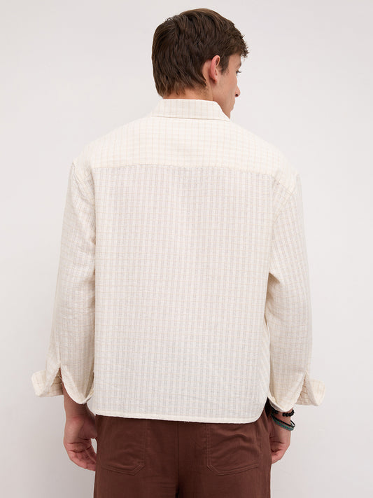 Dessert Loom Sheer Checks Boxy Fit Crop Shirt