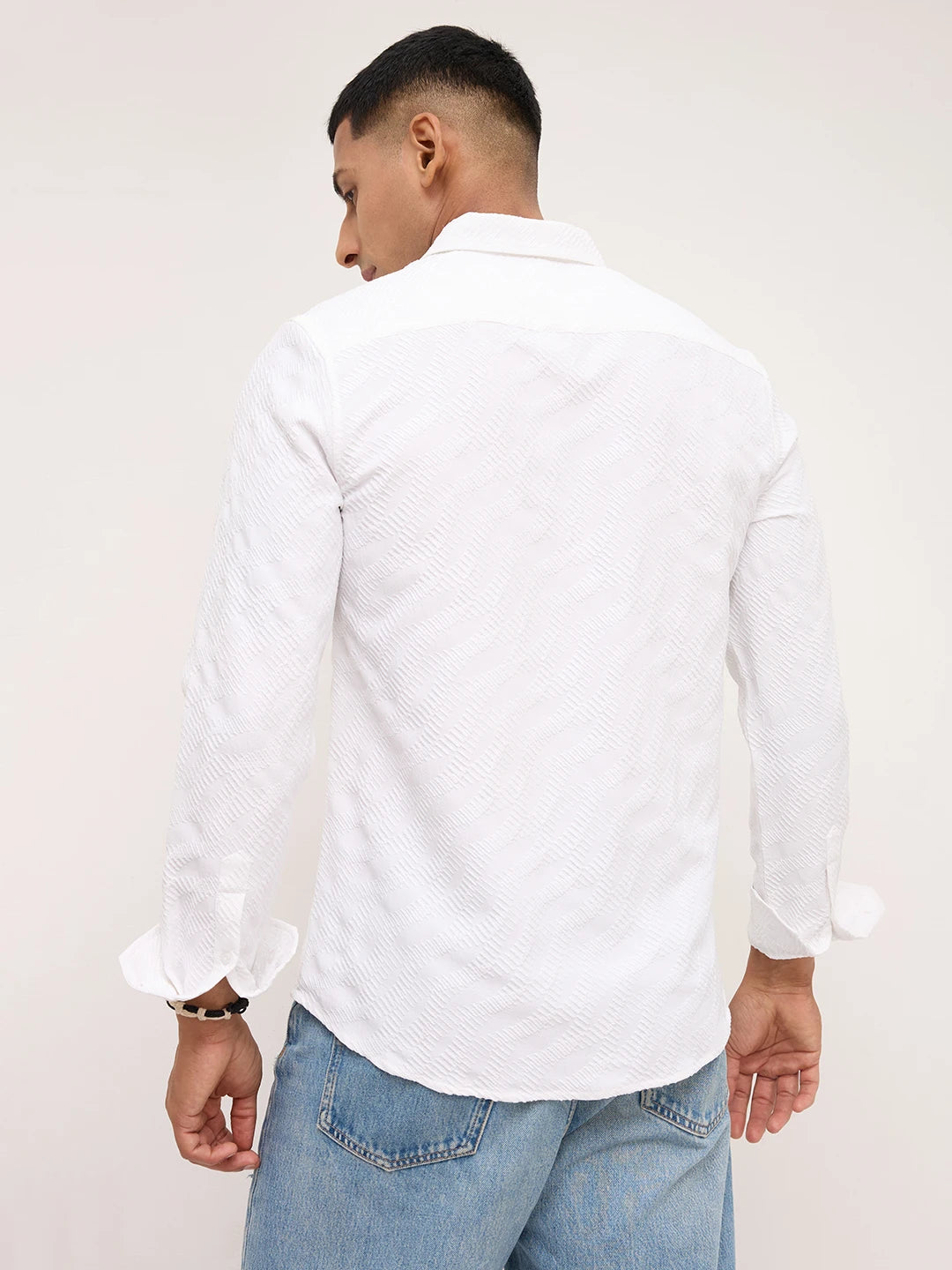Pearl White Contour Weave Shirt