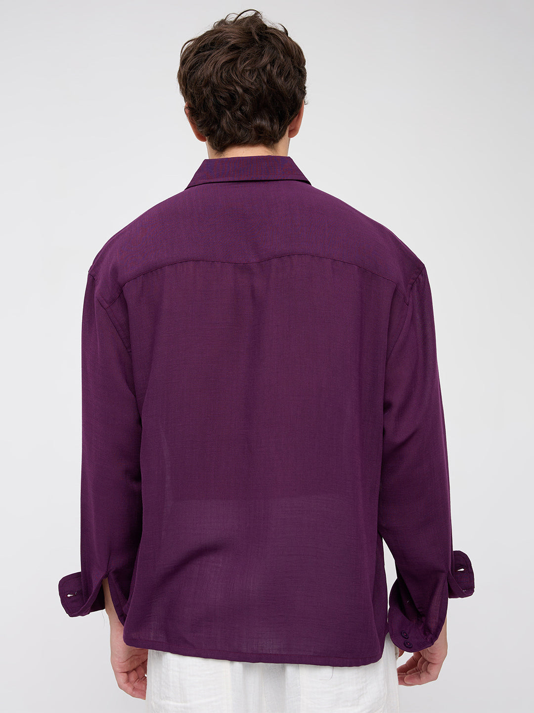 Elegant Wine Boxy Fit Crop Shirt