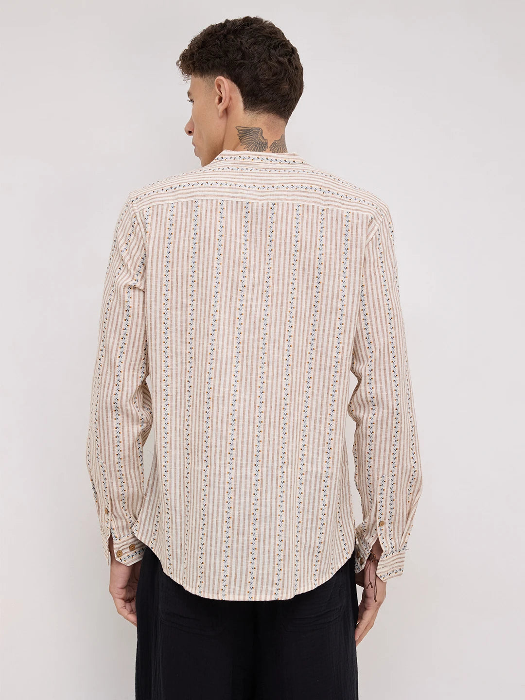 Desert Bloom Linen Blend Striped Kurta