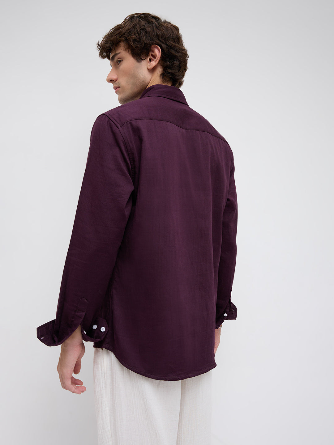 Matte Purple Button-Down Collar Business Shirt