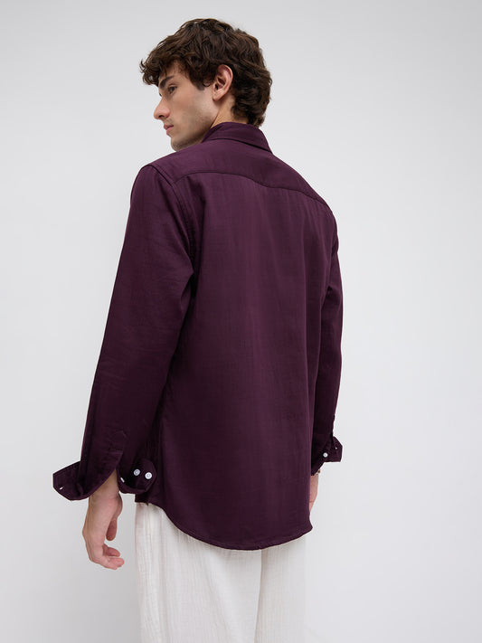 Matte Purple Button-Down Collar Business Shirt