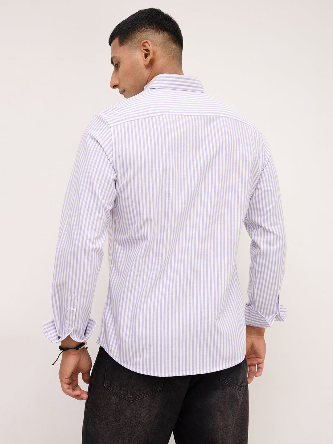 Soft Purple Oxford Candy Striped Button-Down Shirt