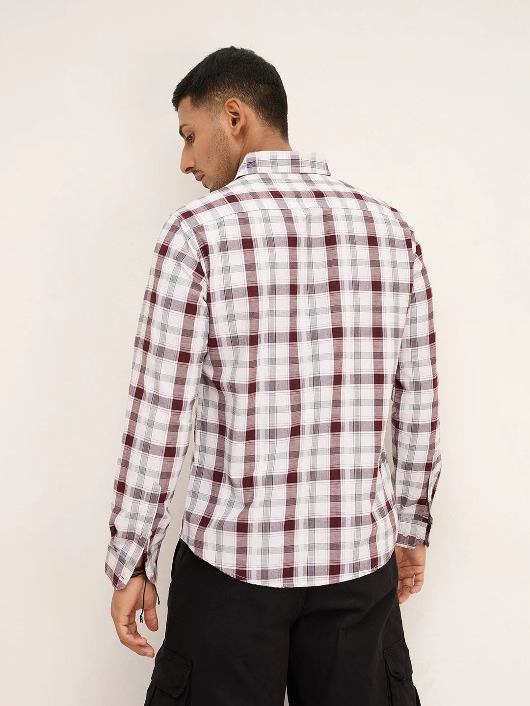 Classic Maroon & White Plaid Checks Shirt