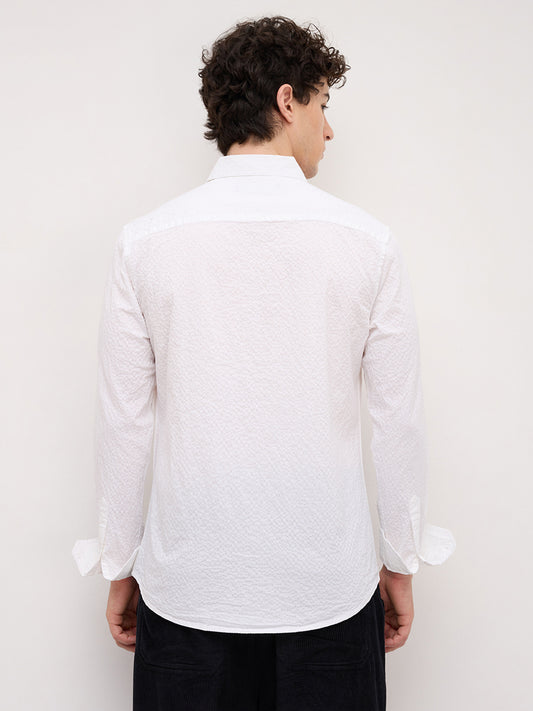 Pearl White Bubble Textured Shirt